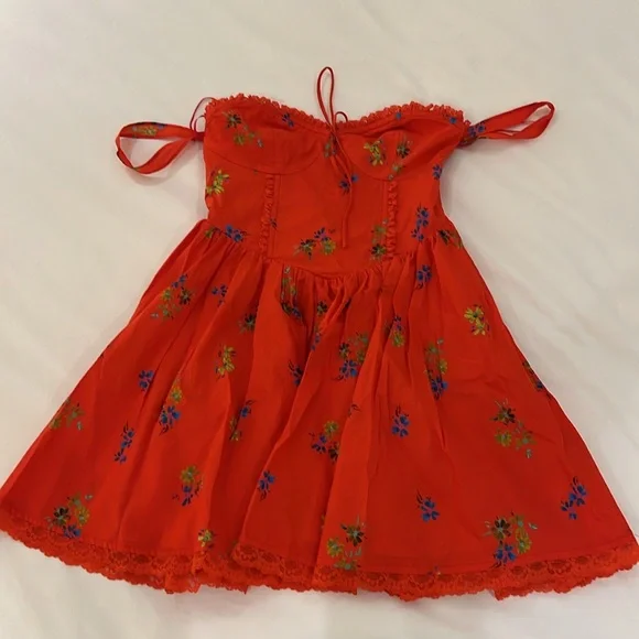 Nasty Gal Ditsy Red Floral Milkmaid Dress - Picture 2 of 15